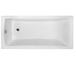 Besco Baignoire rectangulaire + tablier noir mat + repose tête - OPTIMA - 140 x 70 cm