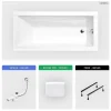 Besco Baignoire rectangulaire - 180 x 80 cm - sans Habillage - avec Pieds - Repose-tête - Vidage Chrome - MODERN* Baignoire Droite
