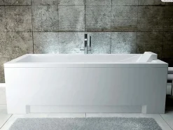 Besco Baignoire rectangulaire - 120 x 70 cm - avec Tablier Blanc - Pieds - Vidage Chrome - MODERN