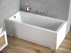 Badland Baignoire rectangulaire 170 x 70 MODERN acrylique blanc + Support stabilisateur en polystyrène + Pieds + Vidage à chromé* Baignoire D'Angle
