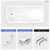 Besco Baignoire rectangulaire - 190 x 80 cm - avec Habillage - Pieds - Vidage Chrome - BONA* Baignoire Droite