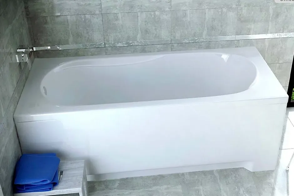 Besco Baignoire rectangulaire - 190 x 80 cm - avec Habillage - Pieds - Vidage Chrome - BONA* Baignoire Droite