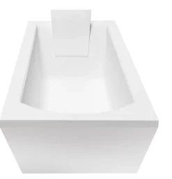 Besco Baignoire rectangulaire + tablier blanc + repose tête - SHEA - 140 x 70 cm* Baignoire Droite