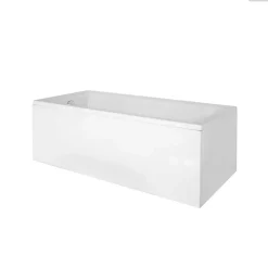 Besco Baignoire rectangulaire - 100 x 70 cm - avec Tablier Blanc - Pieds - Vidage Chrome - TALIA