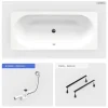 Besco Baignoire rectangulaire - 150 x 75 cm - sans Habillage - avec Pieds - Vidage Chrome - VITAE SLIM