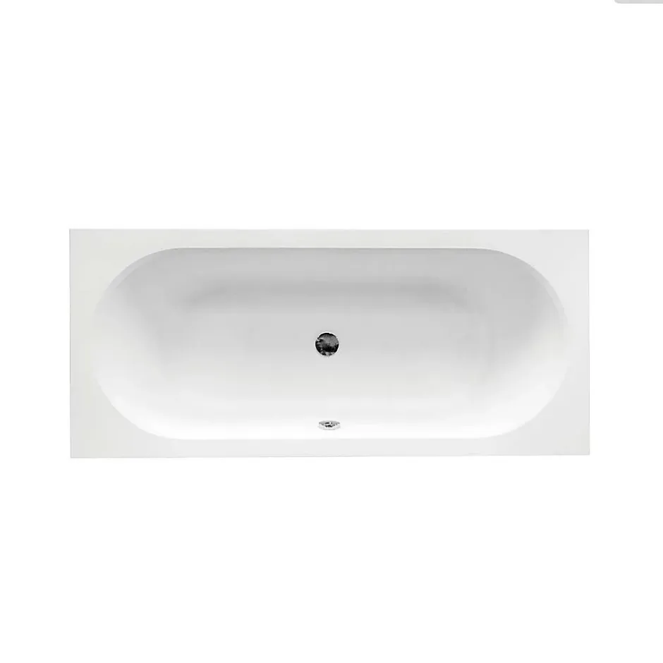 Besco Baignoire rectangulaire - 150 x 75 cm - sans Habillage - avec Pieds - Vidage Chrome - VITAE SLIM