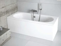 Besco Baignoire rectangulaire - 150 x 75 cm - sans Habillage - avec Pieds - Vidage Chrome - VITAE SLIM