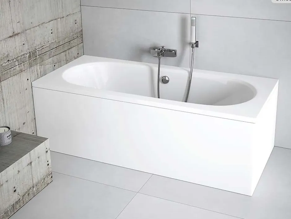 Besco Baignoire rectangulaire - 150 x 75 cm - sans Habillage - avec Pieds - Vidage Chrome - VITAE SLIM
