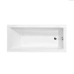 Besco Baignoire rectangulaire - 130 x 70 cm - sans Habillage - avec Pieds - Repose-tête - Vidage Chrome - MODERN