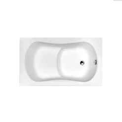 Besco Baignoire rectangulaire - 120 x 70 cm - avec Habillage Polystyrène - Pieds - Poignées - Vidage Chrome - ARIA REHAB* Baignoire Droite