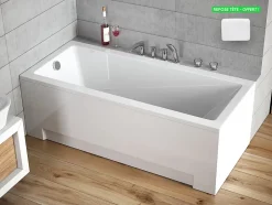 Besco Baignoire rectangulaire - avec Tablier Blanc et Repose Tête OFFERT - MODERN - 170 x 70 cm* Baignoire Droite