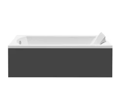 Besco Baignoire rectangulaire + tablier noir + repose tête - SHEA - 170 x 70 cm