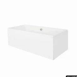 Besco Baignoire rectangulaire - avec Tablier Blanc et Repose Tête OFFERT - QUADRO - 180 x 80 cm