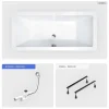Besco Baignoire rectangulaire - 170 x 75 cm - sans Habillage - avec Pieds - Vidage Chrome - QUADRO