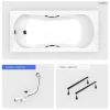 Besco Baignoire rectangulaire - 170 x 70 cm - sans Habillage - avec Pieds - Poignées - Vidage Chrome - ARIA PLUS