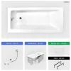 Besco Baignoire rectangulaire - 170 x 75 cm - avec Habillage - Pieds - Poignées - Repose-tête - Vidage Chrome - TALIA PREMIUM* Baignoire Droite