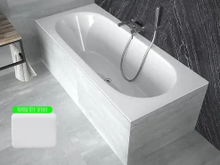 Besco Baignoire rectangulaire blanche à encastrer + repose tête - 170 x 75 cm - VITAE SLIM* Baignoire Droite
