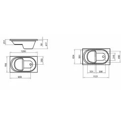 Sanitaire Baignoire Sabot ASTOR-S 120x70 cm