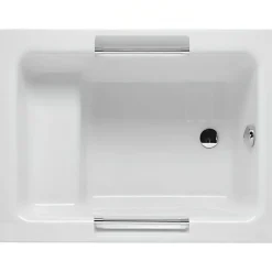 Sanindusa Baignoire sabot siège moulé acrylique haute densité sur châssis métal Shortline 100x70 blanche