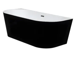 Vente-unique Baignoire semi îlot - 245L - 170 x 75 x 58 cm - Noir brillant - Acrylique - DIVINA* Baignoire Îlot