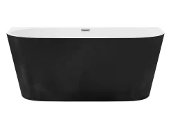 Vente-unique Baignoire semi îlot - 175L - 130 x 71,5 x 58 cm - Noir brillant - Acrylique - DIVINA