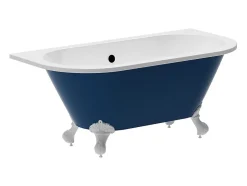 Vente-unique Baignoire semi îlot rétro avec pieds d'aigle - Bleu brillant - 154L - 150 x 74 x 61 cm - SPARUS