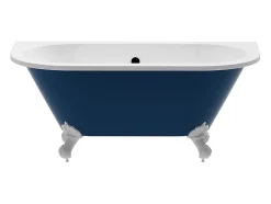 Vente-unique Baignoire semi îlot rétro avec pieds d'aigle - Bleu brillant - 154L - 150 x 74 x 61 cm - SPARUS