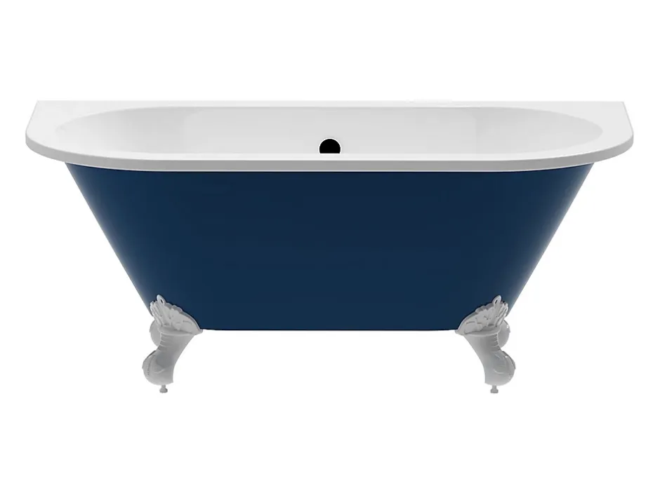 Vente-unique Baignoire semi îlot rétro avec pieds d'aigle - Bleu brillant - 154L - 150 x 74 x 61 cm - SPARUS