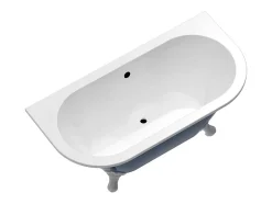 Vente-unique Baignoire semi îlot rétro avec pieds d'aigle - Bleu brillant - 154L - 150 x 74 x 61 cm - SPARUS