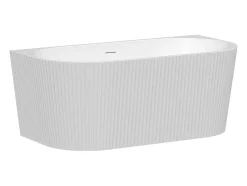 Vente-unique Baignoire semi îlot striée - 206 L - 149 x 75 x 58 cm - Blanc brillant - Acrylique - ZELINA* Baignoire Îlot