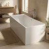 GoodHome Baignoire semi îlot 180x80 cm Bakor blanc