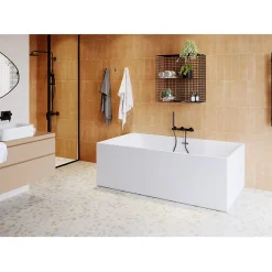 GoodHome Baignoire semi îlot 180x80 cm Bakor blanc
