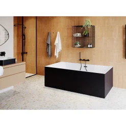 GoodHome Baignoire semi îlot 180x80 cm Bakor noir* Baignoire Îlot