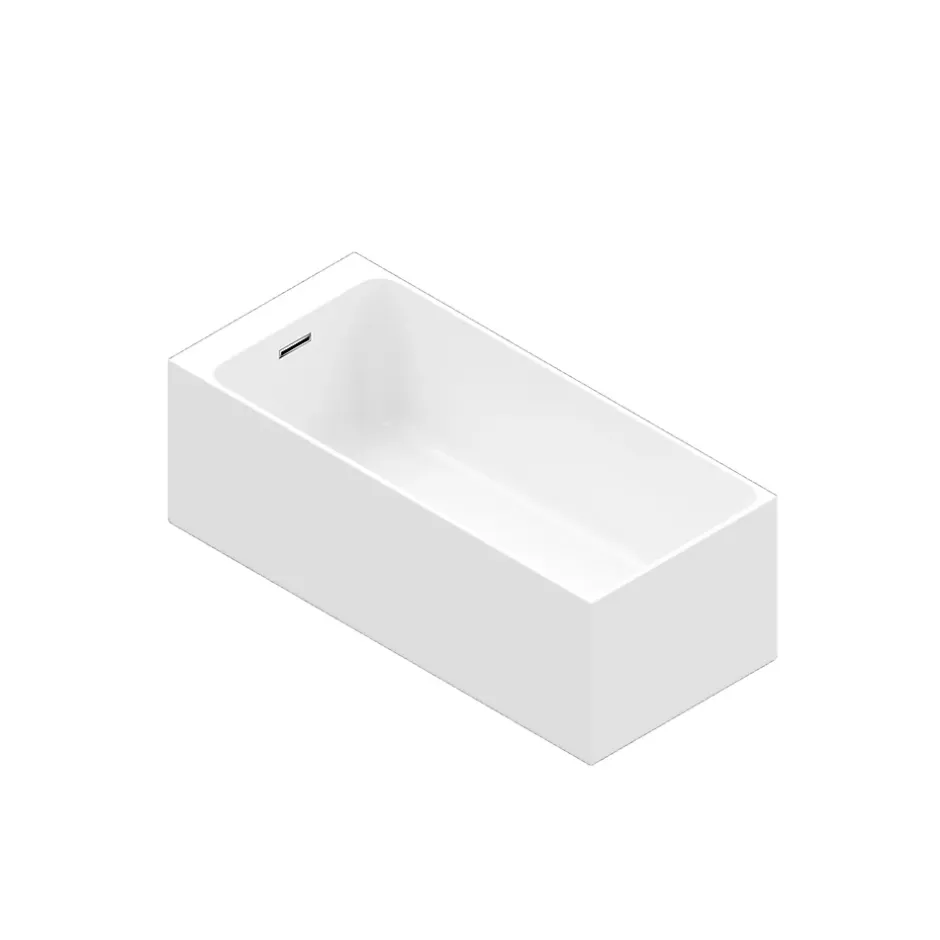 GoodHome Baignoire semi îlot 160x75 cm Bakor blanc* Baignoire Îlot