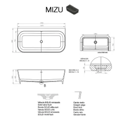 Poalgi Baignoire semi-ïlot blanche Solid Surface 170x86x50 cm - modèle MIZU