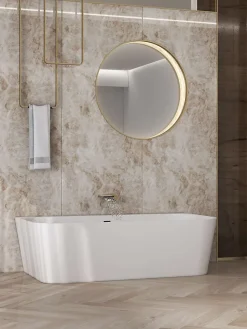 Poalgi Baignoire semi-ïlot blanche Solid Surface 170x86x50 cm - modèle MIZU