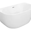 Vente-unique Baignoire semi-îlot blanche - 167 L - Acrylique - 130 x 72 x 58 cm - AMOSARI* Baignoire Îlot