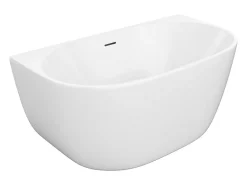 Vente-unique Baignoire semi-îlot blanche - 167 L - Acrylique - 130 x 72 x 58 cm - AMOSARI* Baignoire Îlot