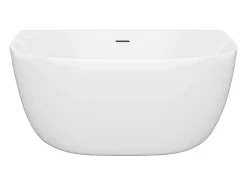 Vente-unique Baignoire semi-îlot blanche - 167 L - Acrylique - 130 x 72 x 58 cm - AMOSARI* Baignoire Îlot