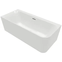 Villeroy & Boch Baignoire semi-îlot d'angle Loop & Friends version gauche avec bonde blanche et trop-plein chromé