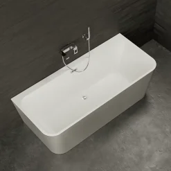 Spalina Baignoire semi-îlot murale Mint 160x75 cm, gris et blanc, by* Baignoire Îlot