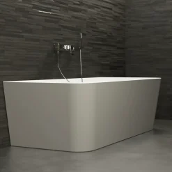 Spalina Baignoire semi-îlot murale Mint 160x75 cm, gris et blanc, by* Baignoire Îlot