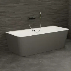 Spalina Baignoire semi-îlot murale Mint 160x75 cm, gris et blanc, by* Baignoire Îlot