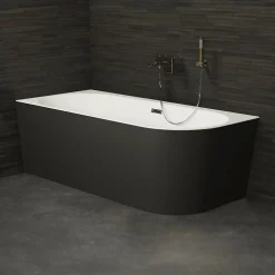 Spalina Baignoire semi-îlot murale CAPRI Noire Mate Gauche 170x76cm, by