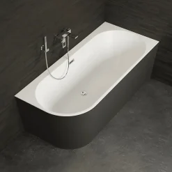 Spalina Baignoire semi-îlot murale CAPRI 160 Droite Noire L. 160 x l. 76 cm, by* Baignoire Îlot