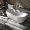 Bernstein Baignoire semi-îlot murale Acrylique Moderne pour Salle de Bain avec Bonde et trop plein - Blanc Brillant - 170x75x60cm - LENA