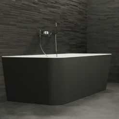 Spalina Baignoire semi-îlot murale Mint 170, noir mat, 170x81 cm, by* Baignoire Îlot