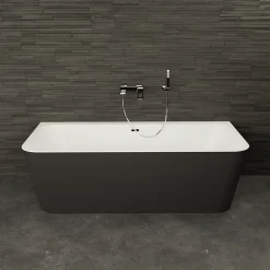 Spalina Baignoire semi-îlot murale Mint 170, noir mat, 170x81 cm, by* Baignoire Îlot