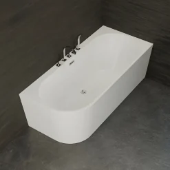 Spalina Baignoire semi-îlot murale CAPRI DROITE+Robinetterie Chromée L. 170 x l. 76 cm by* Baignoire Îlot