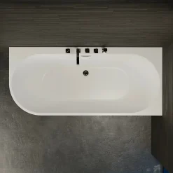 Spalina Baignoire semi-îlot murale CAPRI DROITE+Robinetterie Chromée L. 170 x l. 76 cm by* Baignoire Îlot